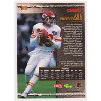 1 Of 400 Produced - Joe Montana 1995 Pro Line Printers Proof #12 Insert Card