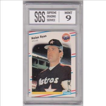 Graded Mint 9 - Nolan Ryan 1988 Fleer #455 Card