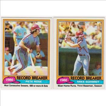 1981 Topps Pete Rose #205 + Mike Schmidt #206 Card Pair