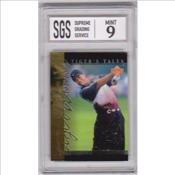 Graded Mint 9 - Tiger Woods 2001 Upper Deck Tiger's Tales #TT23 Insert Card