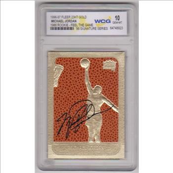 Graded Gem Mint 10 - Michael Jordan 1996-97 Fleer Feel The Game '86 Signature Series 23 Kt Gold Card