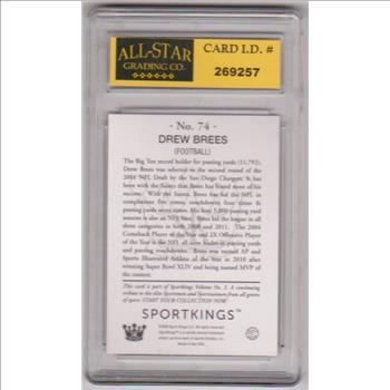 Graded 10 - Drew Brees 2020 Sage Sport Kings Gum #74 Card