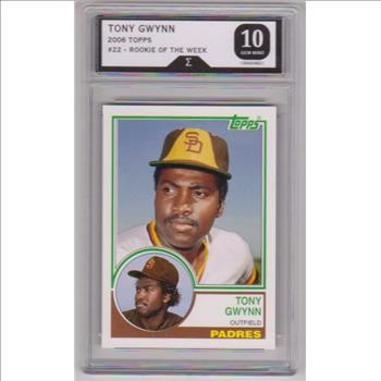 Graded Sigma Gem Mint 10 - Tony Gwynn 2006 Topps Rookie Of The Week #22 Card