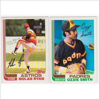 1982 Topps Nolan Ryan #90 + Ozzie Smith #95 Card Pair 