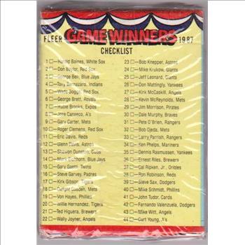 Sealed - 1987 Fleer Baseball Game Winners 44 Card Set
