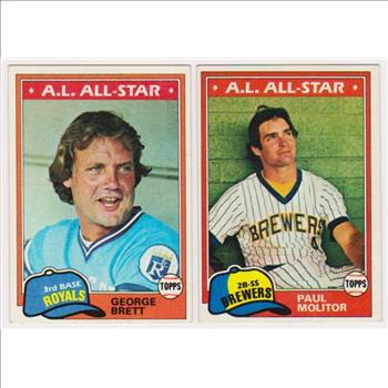 1981 Topps George Brett #700 + Paul Molitor #300 Card Pair