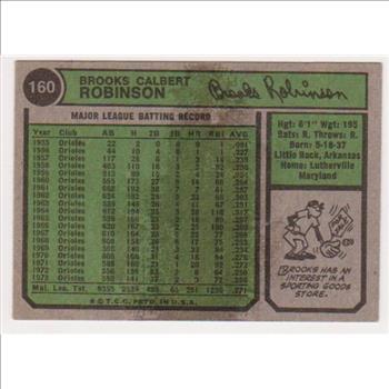 1974 Topps Brooks Robinson #160 Card - HOF'er