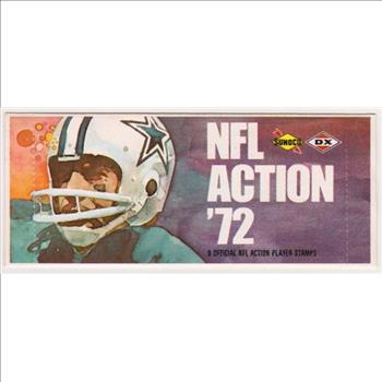 Sealed 1972 NFL Action '72 Sunoco Pack With 9 Player Stamps Inside