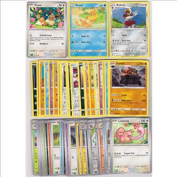 50 Different Pokemon Trading Cards w/ Eevee + More