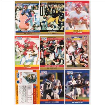 9 Different Pro Set Football Error Cards - Wrong/Blank Fronts/Backs w/ Stars