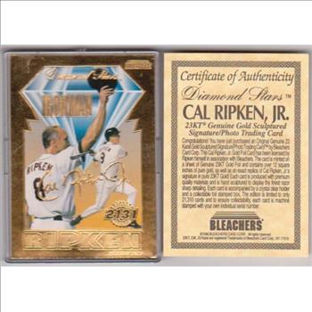 Cal Ripken, Jr. 23 kt Gold Card - 1996 Bleachers Diamond Stars With COA ...