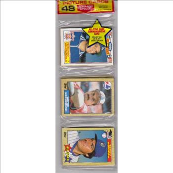 1987 Topps Baseball 49 Card Rack Pack w/ Fernando Valenzuela On Front