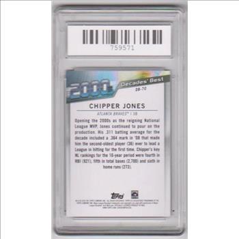 Graded Mint 9 - Chipper Jones 2020 Topps Decades' Best #DB-70 Insert Card