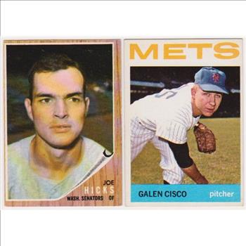 1962 Topps Joe Hicks #428 + 1964 Topps Galen Cisco #202 Card Pair