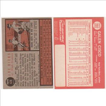 1962 Topps Joe Hicks #428 + 1964 Topps Galen Cisco #202 Card Pair
