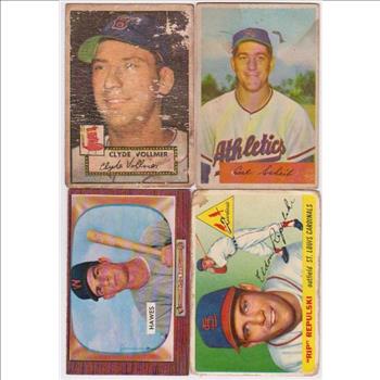 4 Different 1950's Topps/Bowman Baseball Cards (1952-1955) 