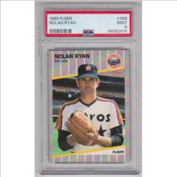 Graded PSA Mint 9 - Nolan Ryan 1989 Fleer #368 Card