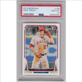 Graded PSA Gem Mint 10 - Mike Trout 2014 Bowman #168 Card