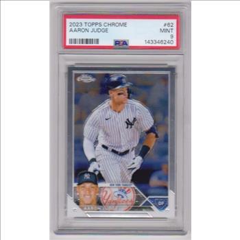 Graded PSA Mint 9 - Aaron Judge 2023 Topps Chrome #62 Card