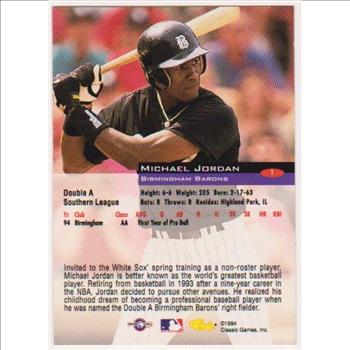 Rookie - Michael Jordan 1994 Classic Minor League #1 Card