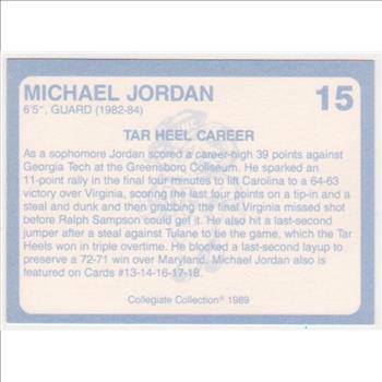 Michael Jordan 1989 North Carolina #15 College Card