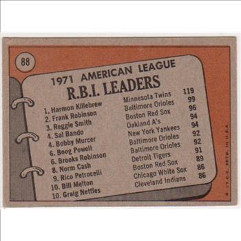 1972 Topps Harmon Killebrew/Frank Robinson/Reggie Smith #88 Card