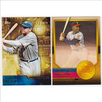 Babe Ruth + Hank Aaron Baseball Card Pair