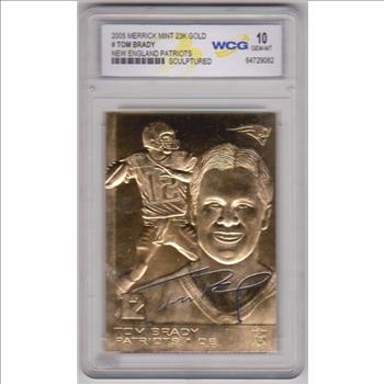 Graded Gem Mint 10 - Tom Brady 2005 Merrick Mint 23 Kt Gold Card