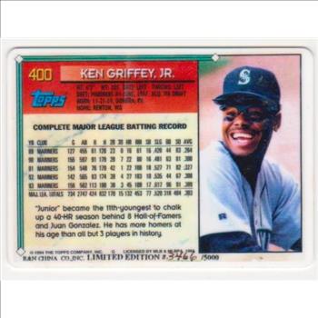 1994 Topps Ken Griffey Jr. #400 Porcelain Card - #ed/5000