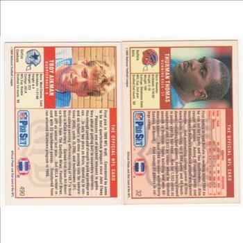 1989 Pro Set Troy Aikman #490 + 1989 Pro Set Thurman Thomas #32 Rookie Card Pair