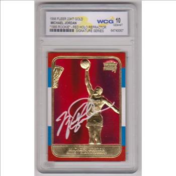 Graded Gem Mint 10 - Michael Jordan 1998 Fleer '86 Rookie Red Holo Refractor 23 Kt Gold Card