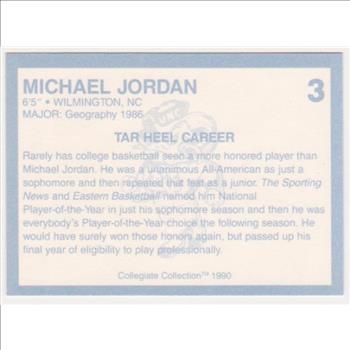 Michael Jordan 1990 North Carolina #3 College Card