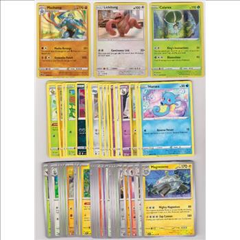 50 Different Pokemon Trading Cards w/ 3 HOLOS + More