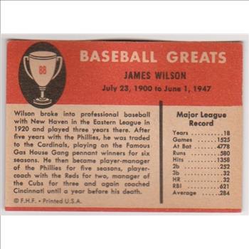 1961 Fleer Jimmy Wilson #88 Card