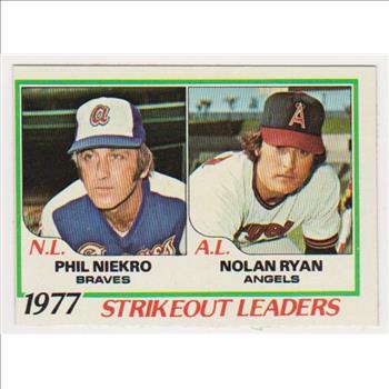 1978 Topps Nolan Ryan/Phil Niekro #206 Card - HOF'ers
