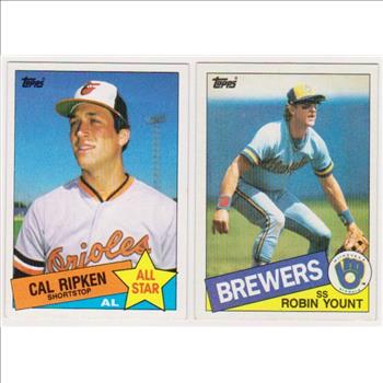 1985 Topps Cal Ripken, Jr. #704 + Robin Yount #340 Card Pair