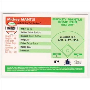 Mickey Mantle '55 Topps Style HR #125 2006 Topps #MHR125 Insert Card