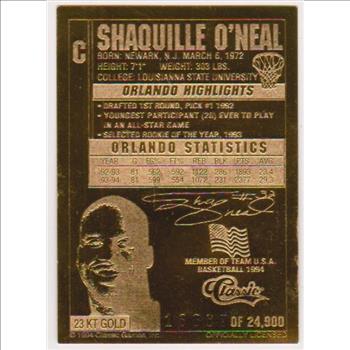 23 kt Gold - Shaquille O'Neal 1994 Classic Gold Card (1/24,900)