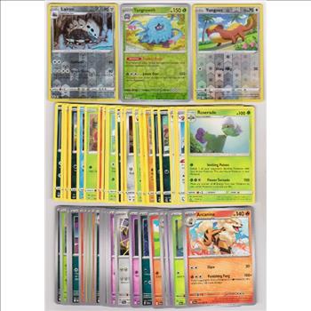 50 Different Pokemon Trading Cards w/ 3 REVERSE HOLOS + More
