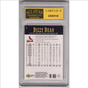 Graded 10 - Dizzy Dean 2001 Upper Deck Cooperstown Collection #7 Card