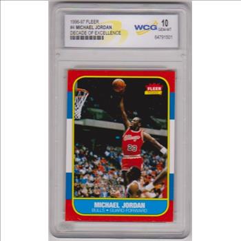 Graded Gem Mint 10 - Michael Jordan 1996-97 Fleer Decade Of Excellence #4 Insert Card