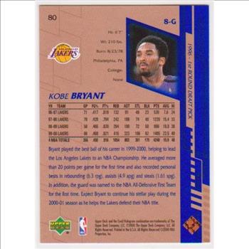 Kobe Bryant 2000-01 Upper Deck #80 Card
