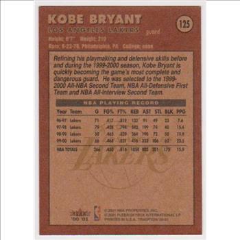 Kobe Bryant 2000-01 Fleer Tradition #125 Card