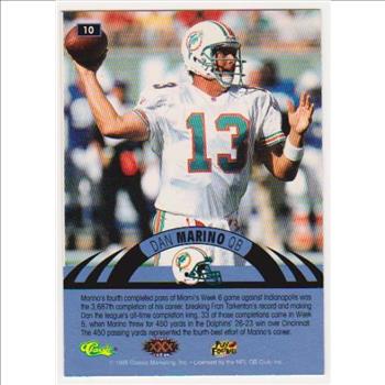 Only 499 Exist - Dan Marino 1995 Classic NFL Experience Printers Proof #10 Insert Card