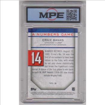 Graded MPE Mint 9 - Ernie Banks 2020 Topps A Numbers Game #NG-19 Insert Card
