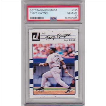 Graded PSA Gem Mint 10 - Tony Gwynn 2017 Donruss #190 Card