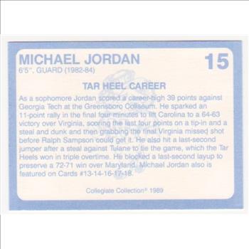 Michael Jordan 1989 North Carolina #15 College Card