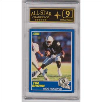 Rookie Graded 9 - Tim Brown 1989 Score #86 Card