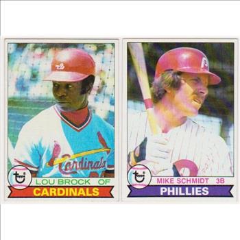 1979 Topps Lou Brock #665 + Mike Schmidt #610 Card Pair - HOF'ers