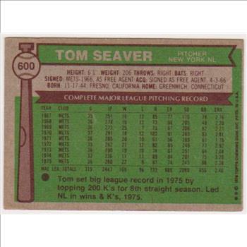 1976 Topps Tom Seaver #600 Card - HOF'er